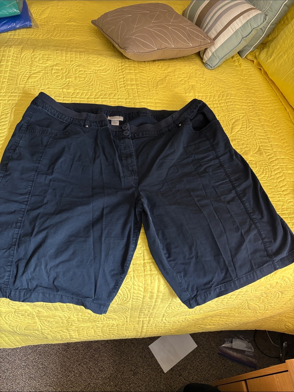 Women’s Navy Casual Cotton Blend Shorts